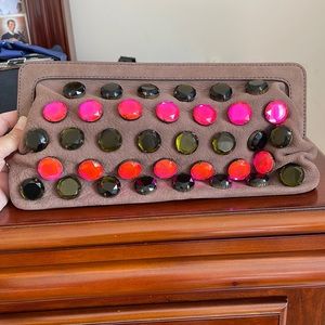 BRAND NEW Tory Burch Stoned Slouchy Leather Clutch